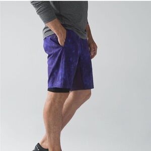Lululemon T.H.E. Shorts Lined Purple Galaxy Marble Print Athletic Gym